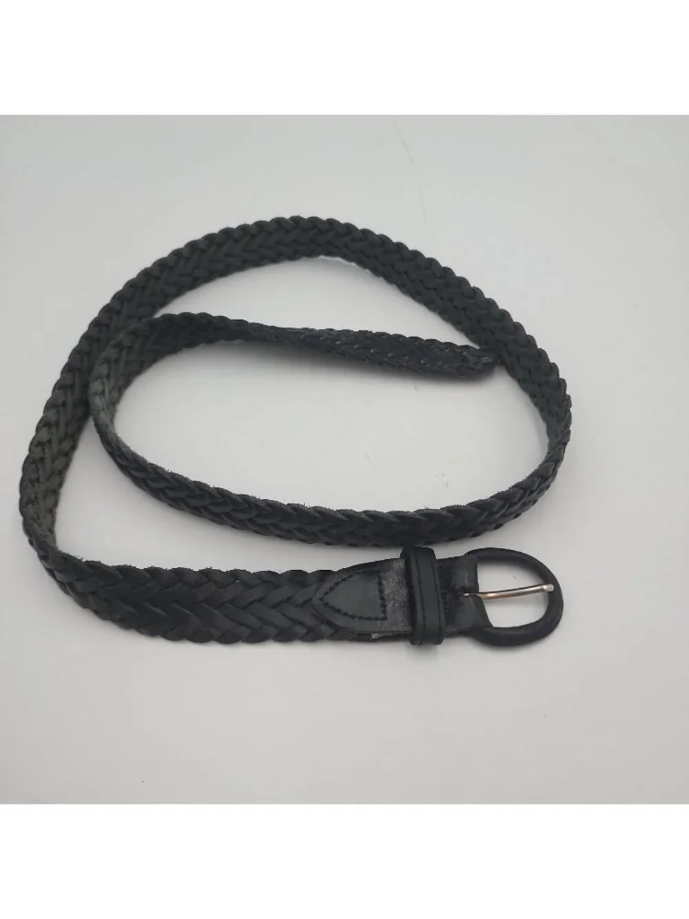 Vintage men's Black Braided Genuinely Leather Belt 36 up to 41